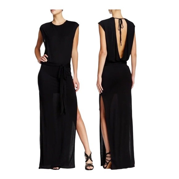 Haute Hippie Modal Jersey Maxi Dress Tied Open Back - Picture 9 of 10